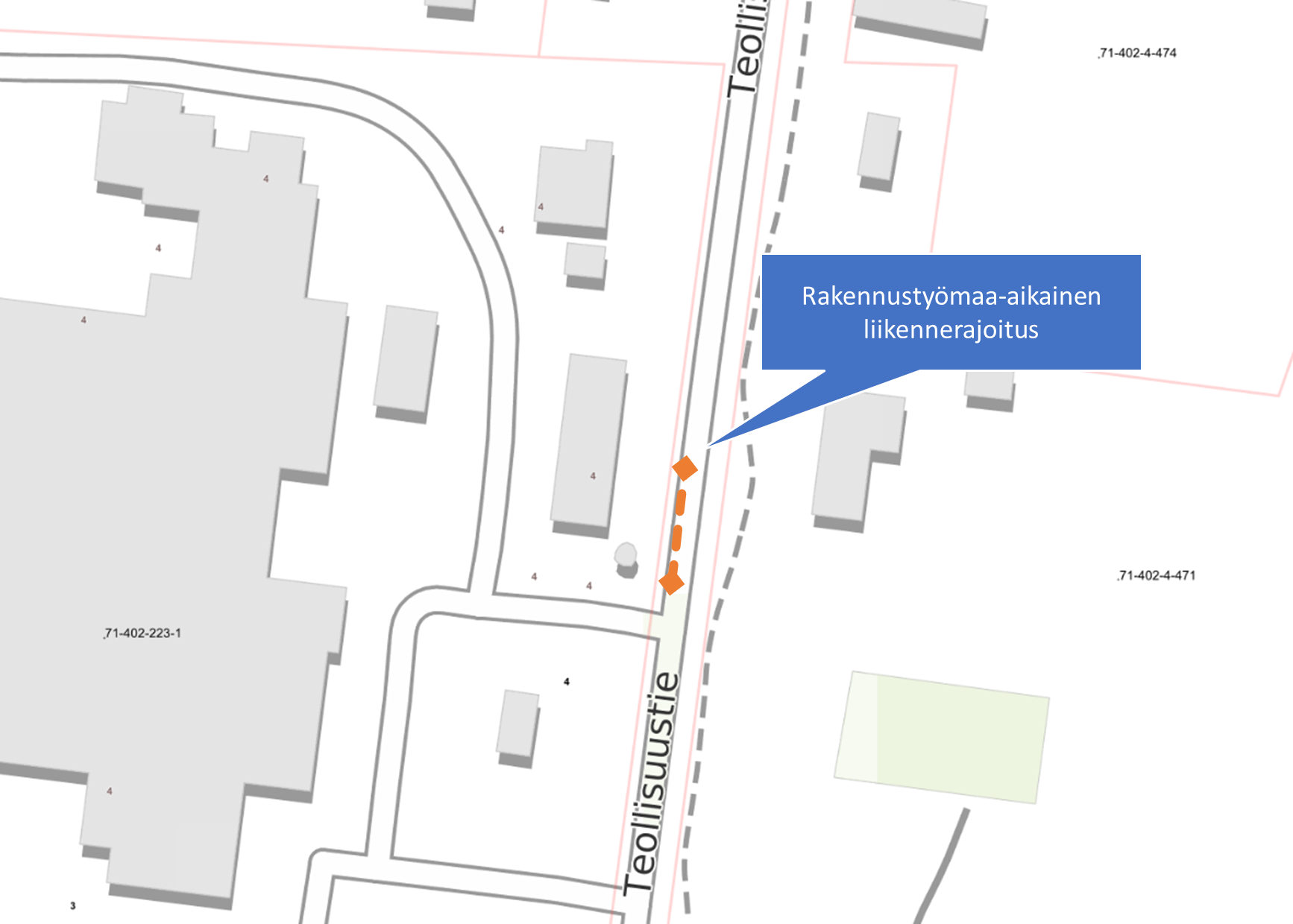 Oheisena liitteenä on kuva kartasta, josta näkyy päällystyksen työalueen.